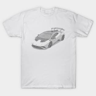 Lamborghini Huracan Sto - Grayscale version typographic art T-Shirt